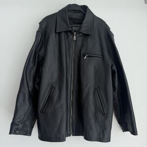 Vintage Wilsons Leather Jacket Mens Large Black Thinsulate Quilted Lining Moto